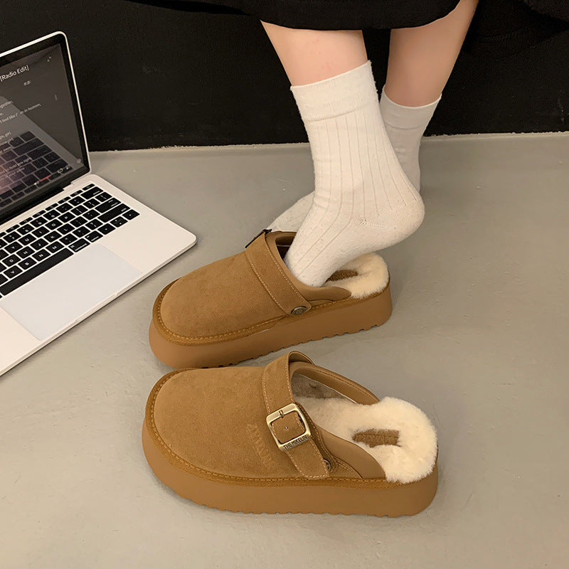 Adele – Thick-soled Furry Half Slippers