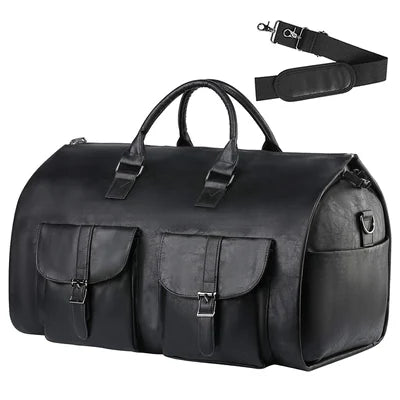 Glen – Men's Large Convertible Vintage-Style Vegan Leather Duffle Garment Bag