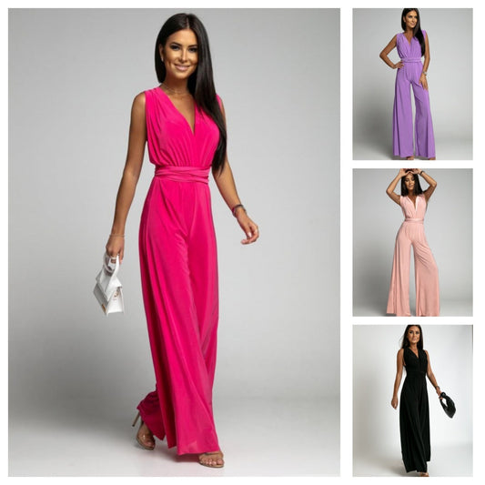 Women's Elegant Wide Leg Sleeveless Jumpsuit for Casual & Formal Occasions