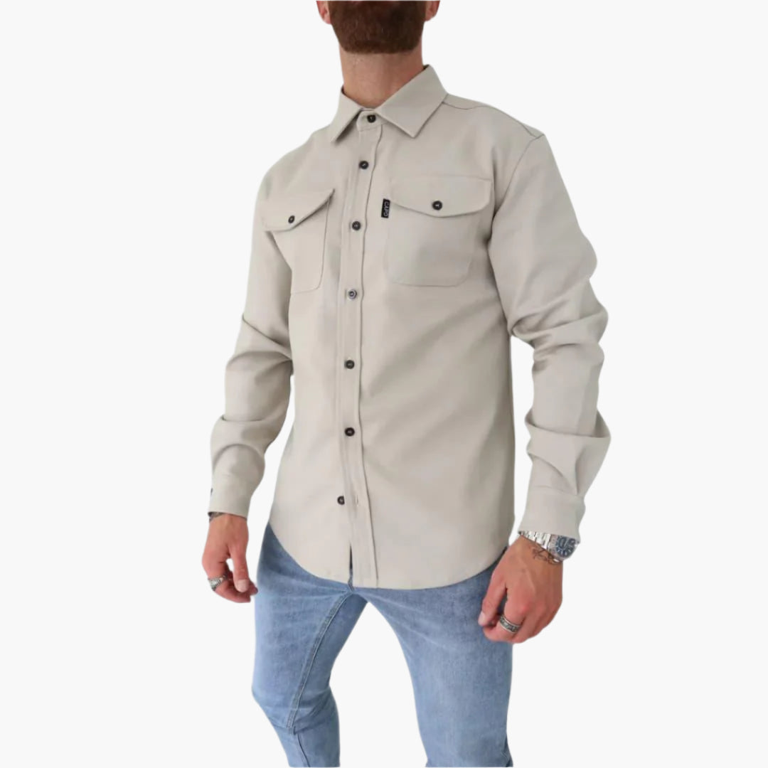 Men's Modern Button-Up Overshirt Jacket - Smart Casual Style