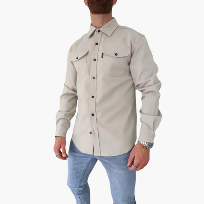 Men's Modern Button-Up Overshirt Jacket - Smart Casual Style