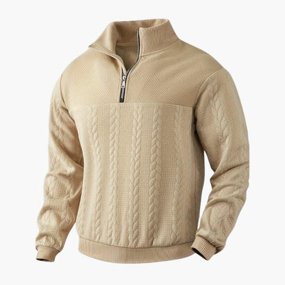 Men's Half-Zip Cable Knit Sweater – Classic Warm Pullover for Everyday Style
