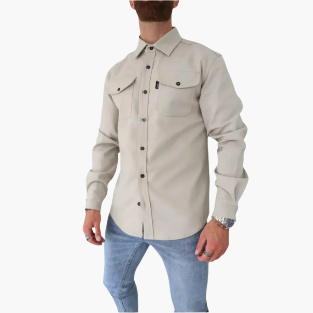 Men's Modern Button-Up Overshirt Jacket - Smart Casual Style