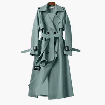 Women's Elegant Long Trench Coat – Classic Double-Breasted Style for All Occasions