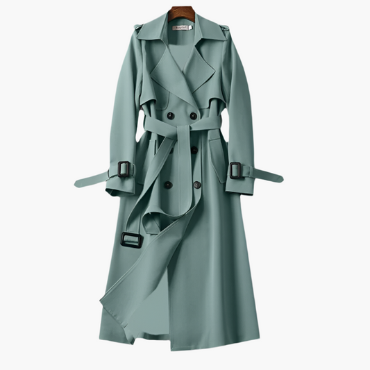 Women's Elegant Long Trench Coat – Classic Double-Breasted Style for All Occasions