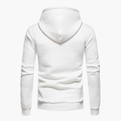 Men's Casual Plaid Textured Hoodie – Modern Relaxed Fit Pullover for Everyday Comfort