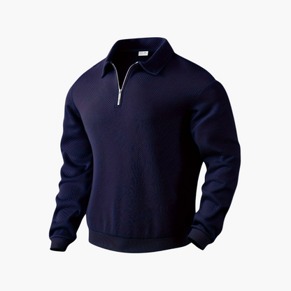 Men's Quarter-Zip Geometric Pattern Casual Sweater – Vintage-Inspired Relaxed Fit Pullover