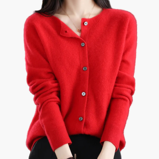 Women's Classic Button-Up O-Neck Cardigan Sweater – Versatile Everyday Style