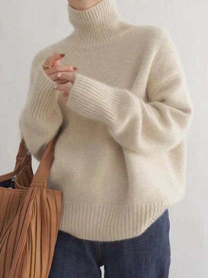 Women's Luxury Turtleneck Sweater, Relaxed Fit, Korean Style – Perfect for Fall and Winter