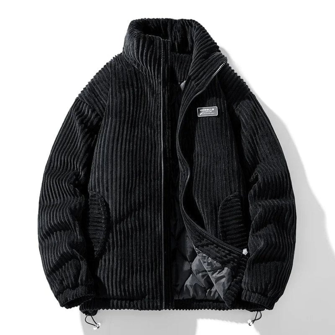 Men's Corduroy Puffer Jacket – Casual Winter Outerwear with Modern Fit
