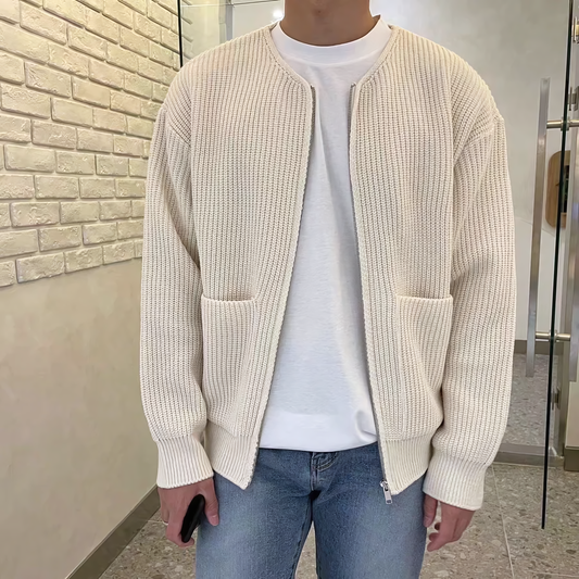 Men's Minimalist Knit Zip Cardigan for Everyday Comfort and Style