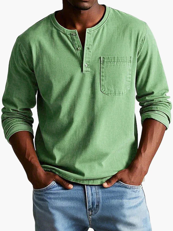 Men's Classic Long Sleeve Henley Shirt for Casual and Everyday Wear