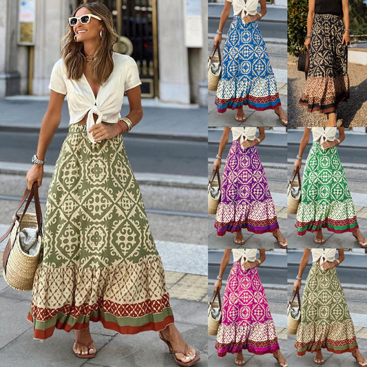 Alice – Long Flowing Skirt with Modern Print