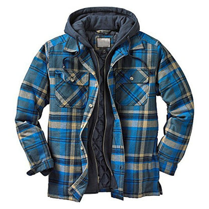 Jamie – Thickened Cotton Padded Plaid Long Sleeve Loose Hooded Jacket