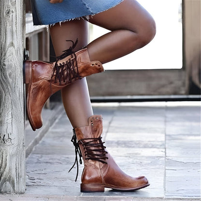 Women's Vintage Lace-Up Leather Boots – Adventure-Ready Classic Style