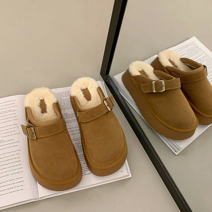 Adele – Thick-soled Furry Half Slippers
