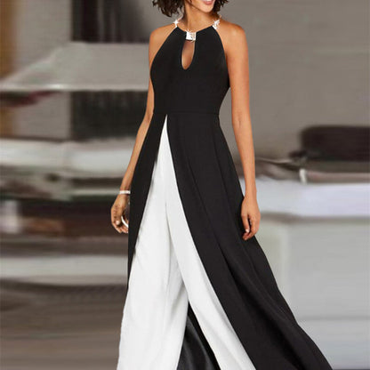 Miranda – Sleeveless Black Jumpsuit with Color Contrast