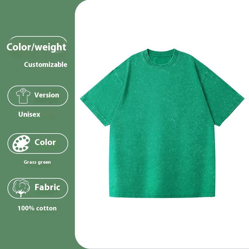 Jim – Loose Cotton Washed T-shirt with Drop-Shoulder