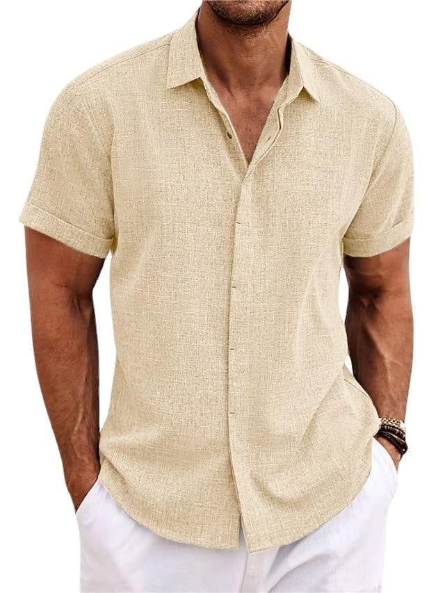 Bob – Men's Solid Color Loose Linen Short-sleeved T-shirt