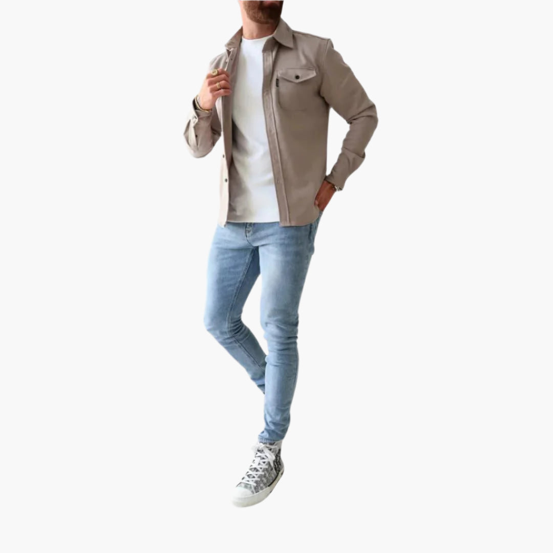 Men's Modern Button-Up Overshirt Jacket - Smart Casual Style
