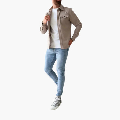 Men's Modern Button-Up Overshirt Jacket - Smart Casual Style