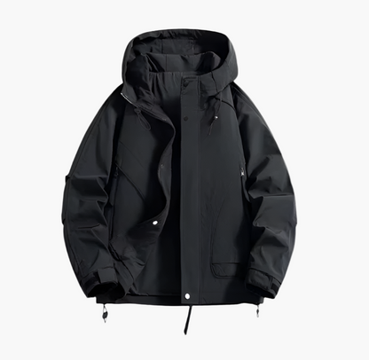 Men's Outdoor Waterproof Windbreaker Jacket Hooded Lightweight Shell