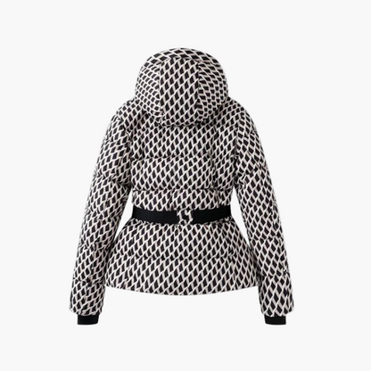 Women's Belted Hooded Fashion Puffer Jacket – Winter Water-Resistant Insulated Outerwear