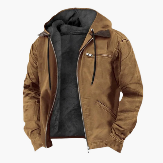 Men's Outdoor Casual Hooded Jacket with Zipper and Pockets