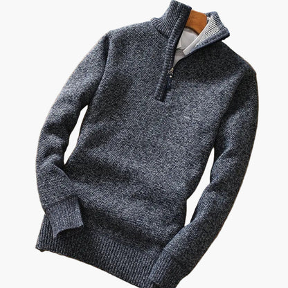 Men's Quarter Zip Knit Pullover Sweater - Relaxed Fit Casual & Smart Style