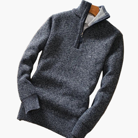 Men's Quarter Zip Knit Pullover Sweater - Relaxed Fit Casual & Smart Style