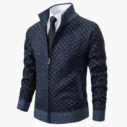 Men's Business Casual Knitted Zip-Up Cardigan Jacket