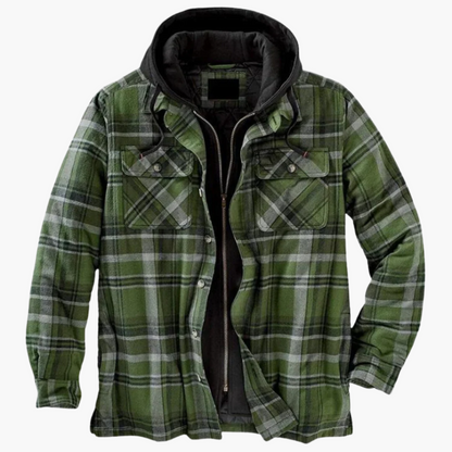 Men's Hooded Quilted Lumberjack Jacket for Outdoor and Urban Style