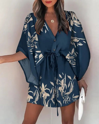 Ruth – Printed Beach Dress with V-Neck