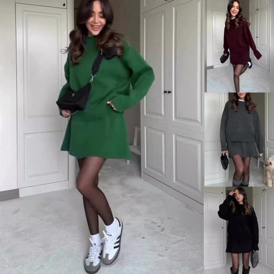 Sophia – Elegant Casual Knit Sweater Skirt Set