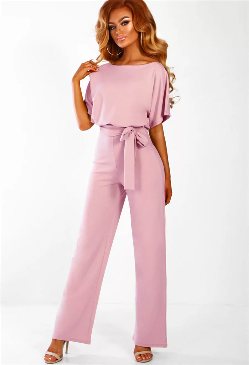 Claire – 7-Color Fashion Lace-up Button Short-sleeved Jumpsuit