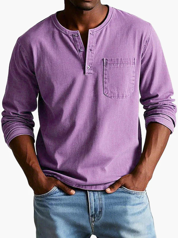 Men's Classic Long Sleeve Henley Shirt for Casual and Everyday Wear