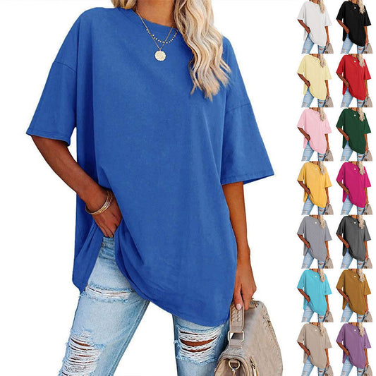 Rebecca – Loose Drop Shoulder Sleeves Round Neck Short Sleeve Top