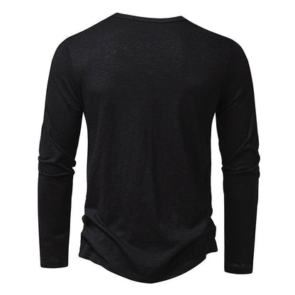 Grant – Men's Long Sleeve Fashion Button Henry Collar T-shirt