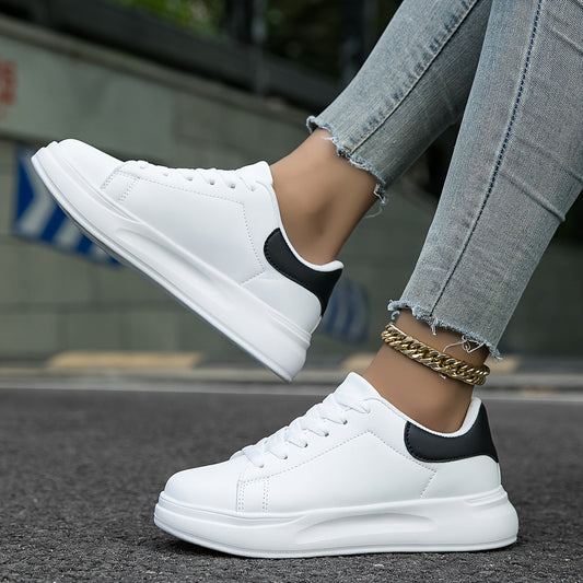 Sara – Clean White Vegan Leather Sneakers
