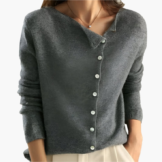 Women's Elegant Asymmetric Button-Up Cardigan Sweater