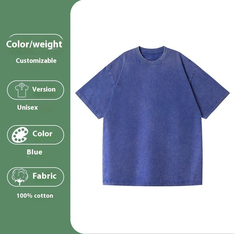 Jim – Loose Cotton Washed T-shirt with Drop-Shoulder