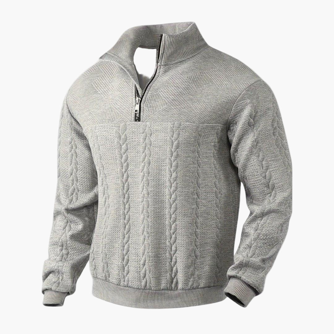 Men's Half-Zip Cable Knit Sweater – Classic Warm Pullover for Everyday Style