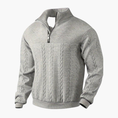 Men's Half-Zip Cable Knit Sweater – Classic Warm Pullover for Everyday Style