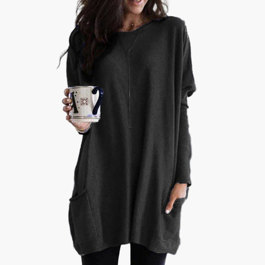Women's Long Casual Tunic Sweater with Pockets – Relaxed Fit, Everyday Style