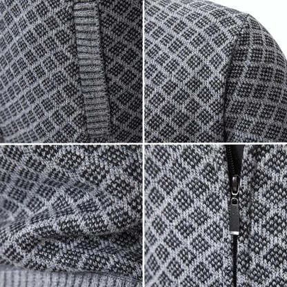Men's Business Casual Knitted Zip-Up Cardigan Jacket