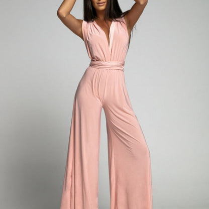 Women's Elegant Wide Leg Sleeveless Jumpsuit for Casual & Formal Occasions