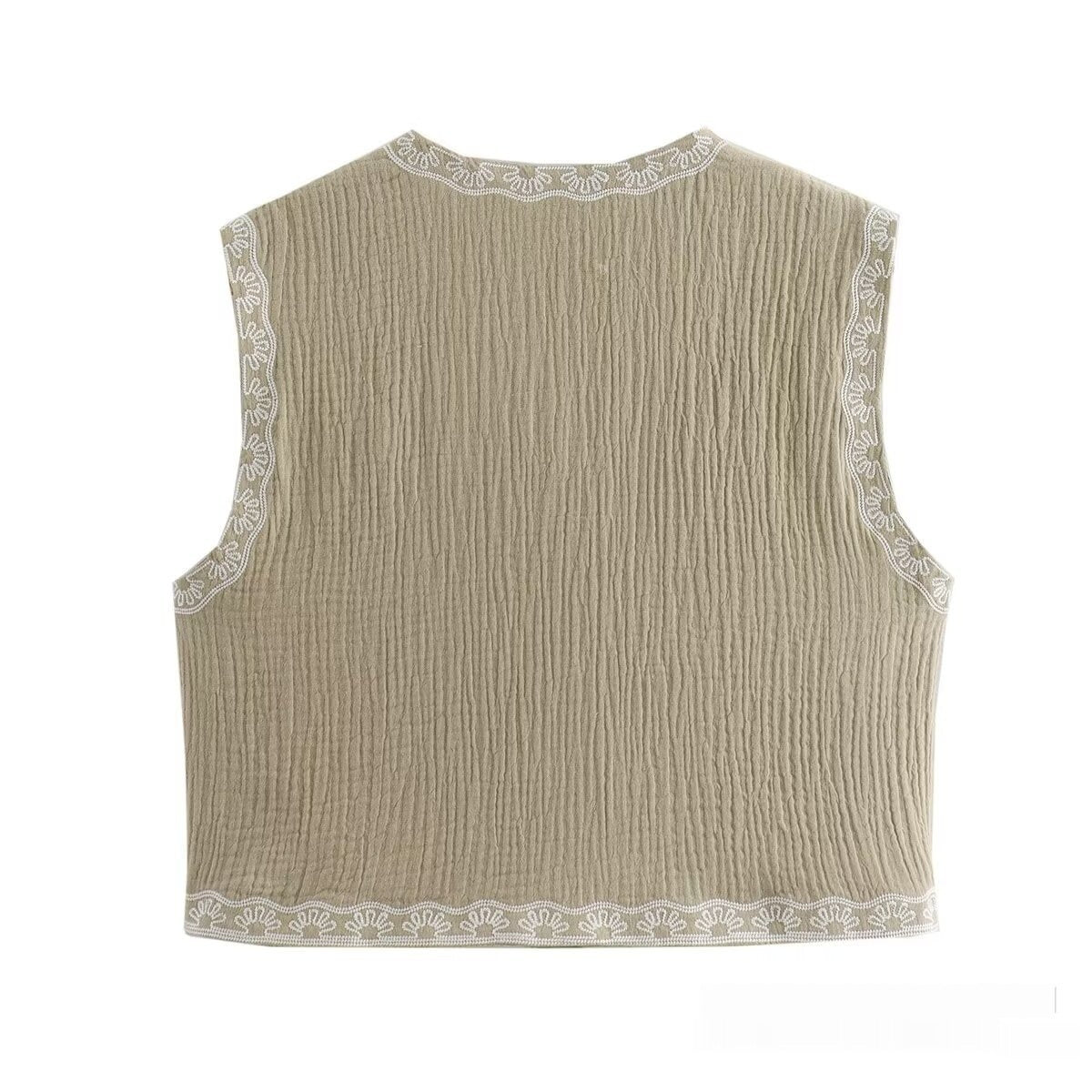 Jean – Stylish Casual Two-tone Embroidered Vest