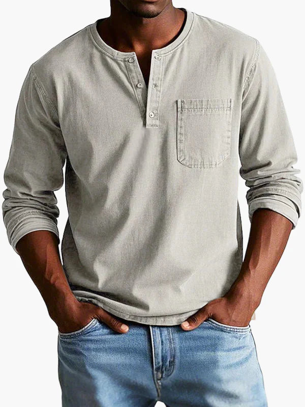 Men's Classic Long Sleeve Henley Shirt for Casual and Everyday Wear