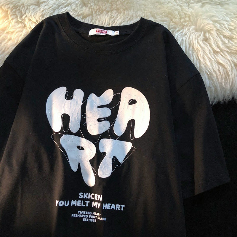 Tony – Casual Heart Print Short-sleeved T-shirt