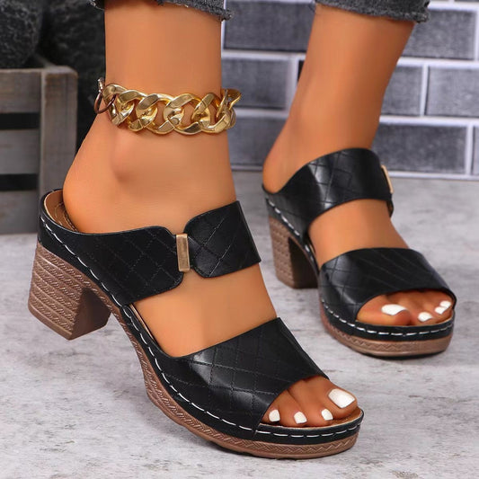 Sue – High Heel Slippers Women's Fashion Round Toe Sandals Summer